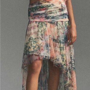 Anthropologie High-Low Tulle Floral Multicolor Women's Skirt
